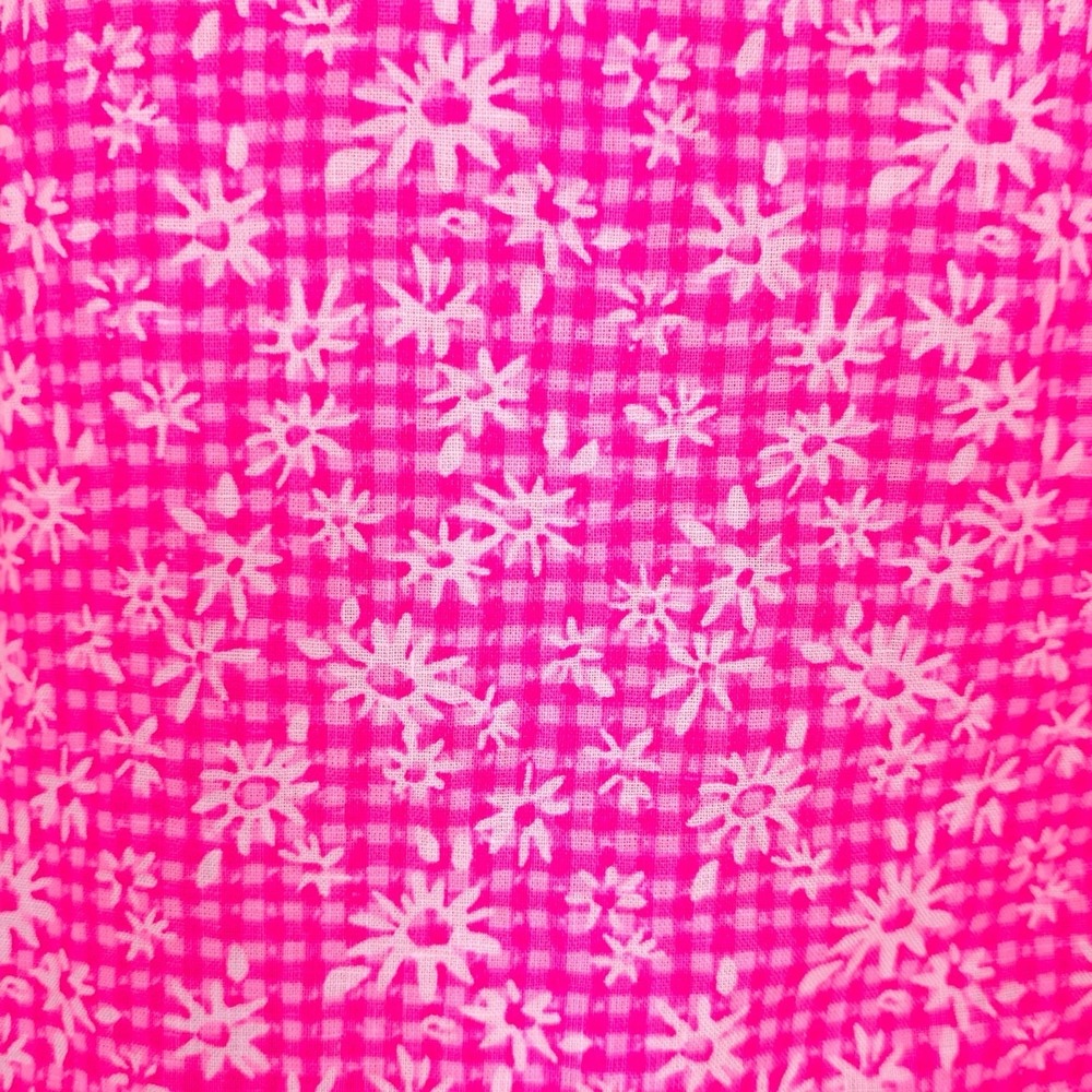 Lilly Pulitzer Sea View 100%‎ LINEN Button Down Top Size XS Pink Gingham Floral - Picture 7 of 13